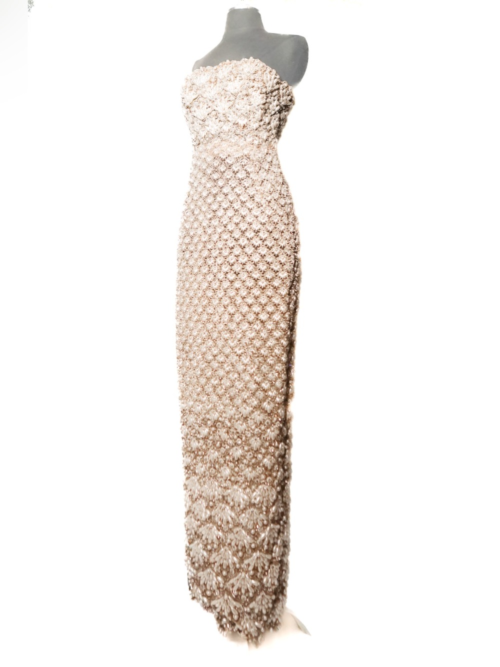OSCAR DE LA RENTA Pearl Embroidered Scallop Gown XS size 2/4 - Picture 12 of 12